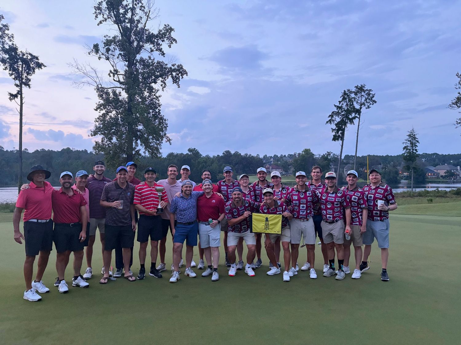 Both SAC Cup squads gathered on the 18th green at Solina Golf Club, 2026