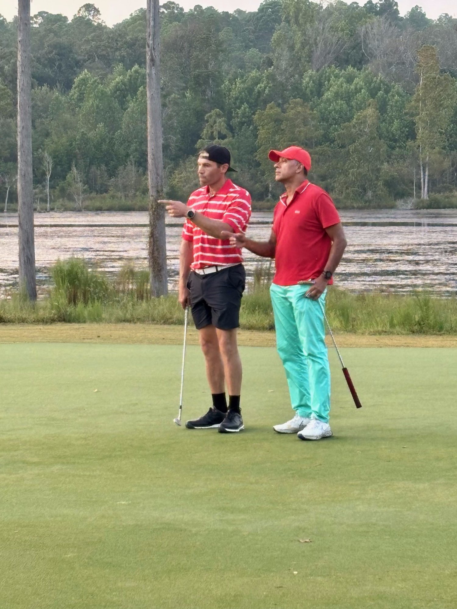 Match play action on the green